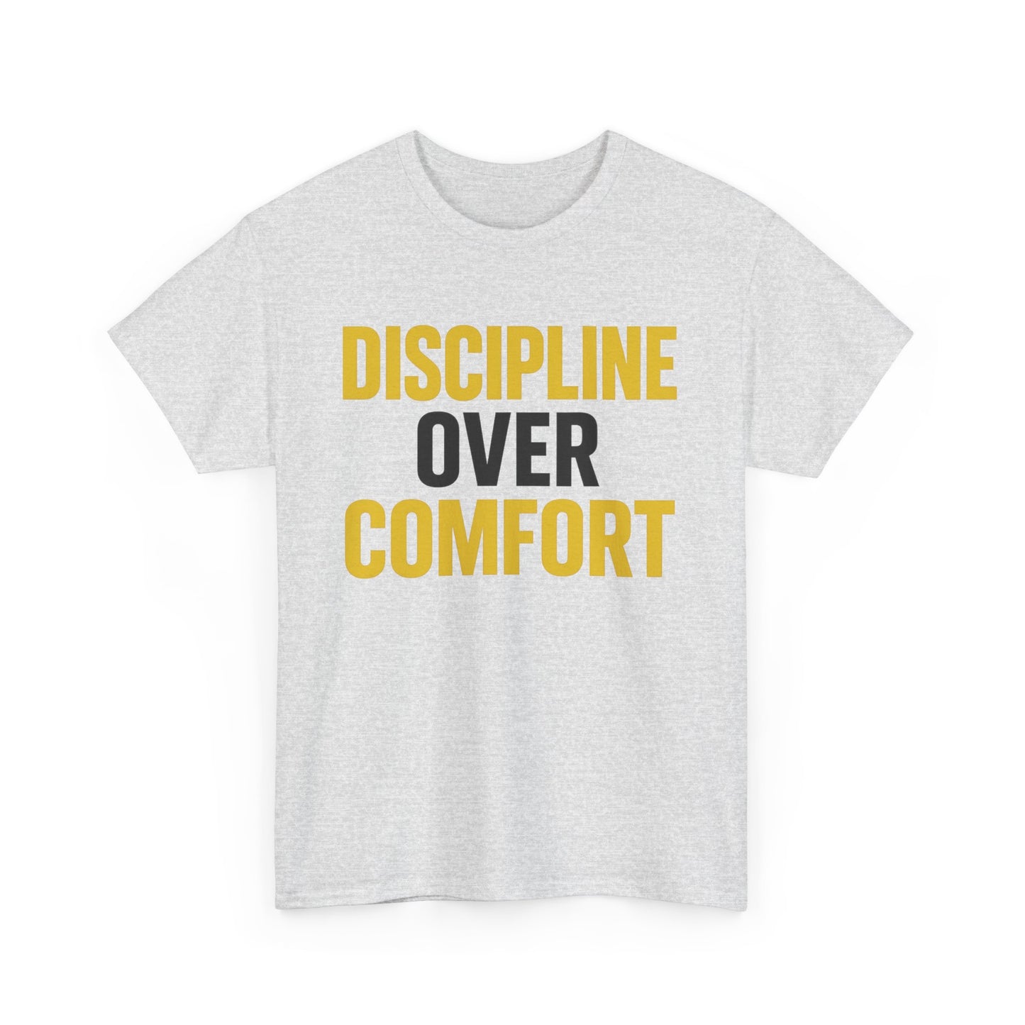 Discipline Over Comfort Heavy Cotton T-Shirt, Motivational Gym Tee, Classic Fit Training Shirt