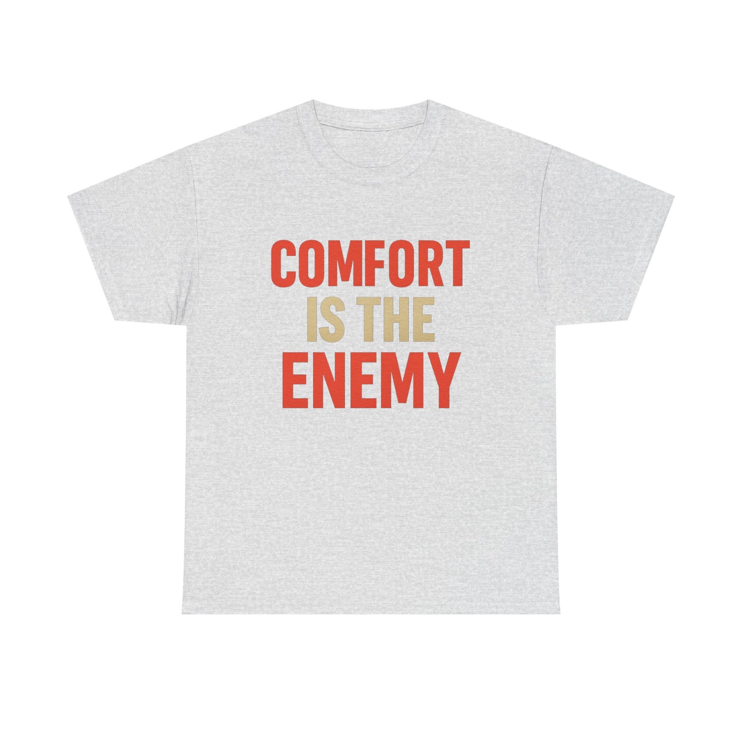Comfort Is the Enemy Heavy Cotton T-Shirt, Motivational Gym Tee, Discipline Over Comfort Shirt, Gift for Focused Athletes
