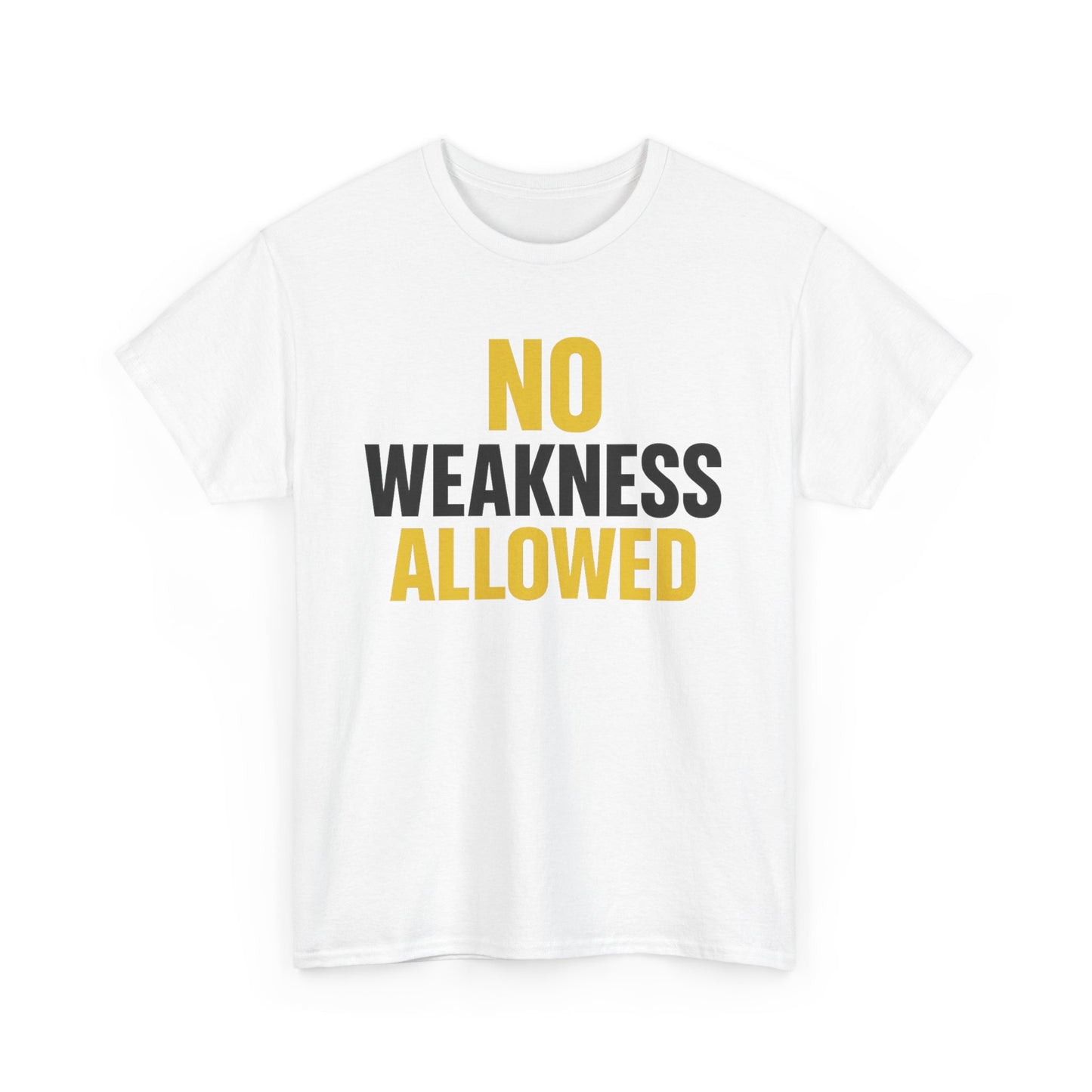 No Weakness Allowed Heavy Cotton T-Shirt, Motivational Fitness Tee, Classic Fit Workout Shirt, Gift for Hardcore Athletes