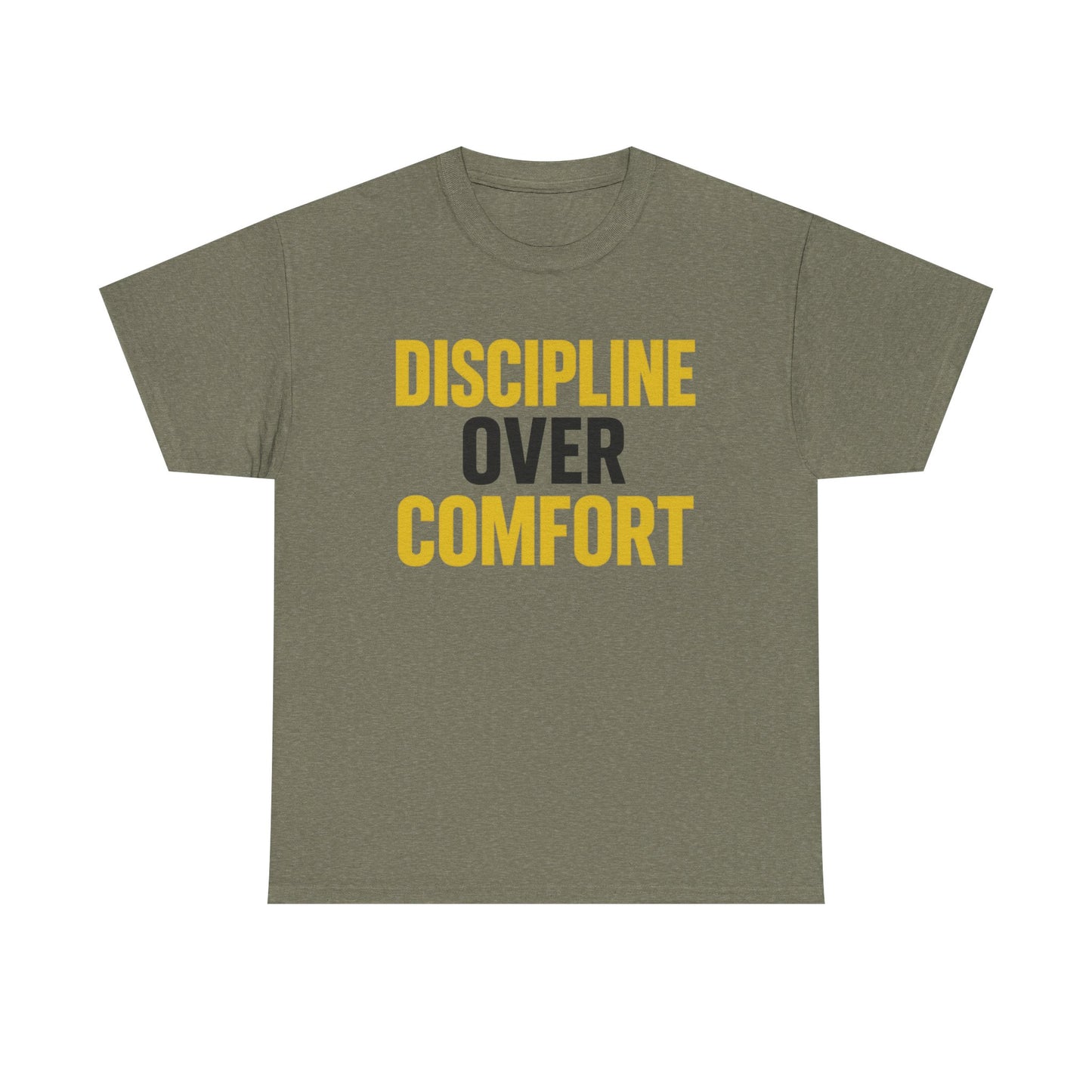 Discipline Over Comfort Heavy Cotton T-Shirt, Motivational Gym Tee, Classic Fit Training Shirt