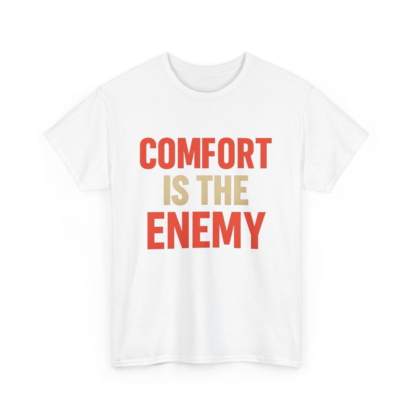 Comfort Is the Enemy Heavy Cotton T-Shirt, Motivational Gym Tee, Discipline Over Comfort Shirt, Gift for Focused Athletes