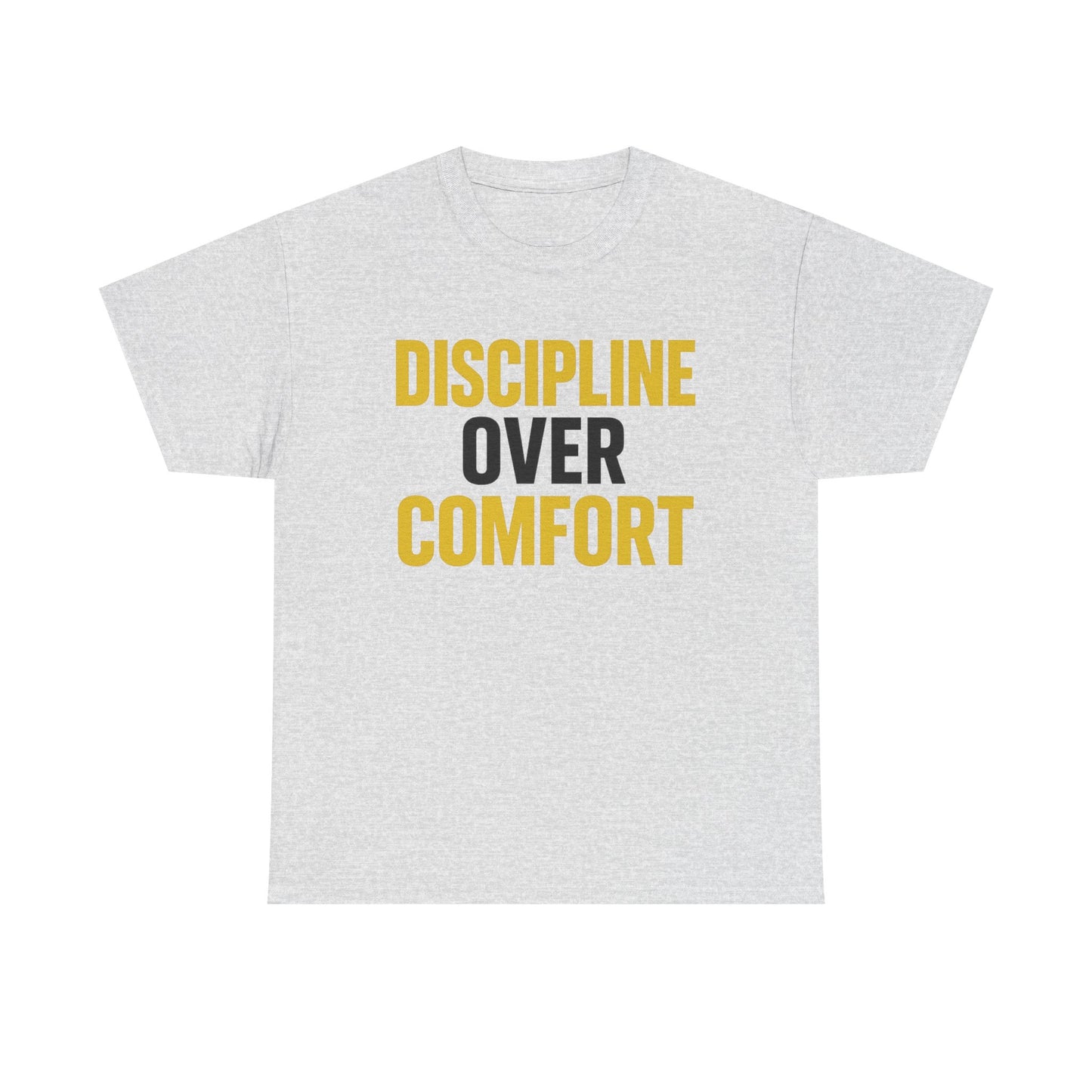 Discipline Over Comfort Heavy Cotton T-Shirt, Motivational Gym Tee, Classic Fit Training Shirt