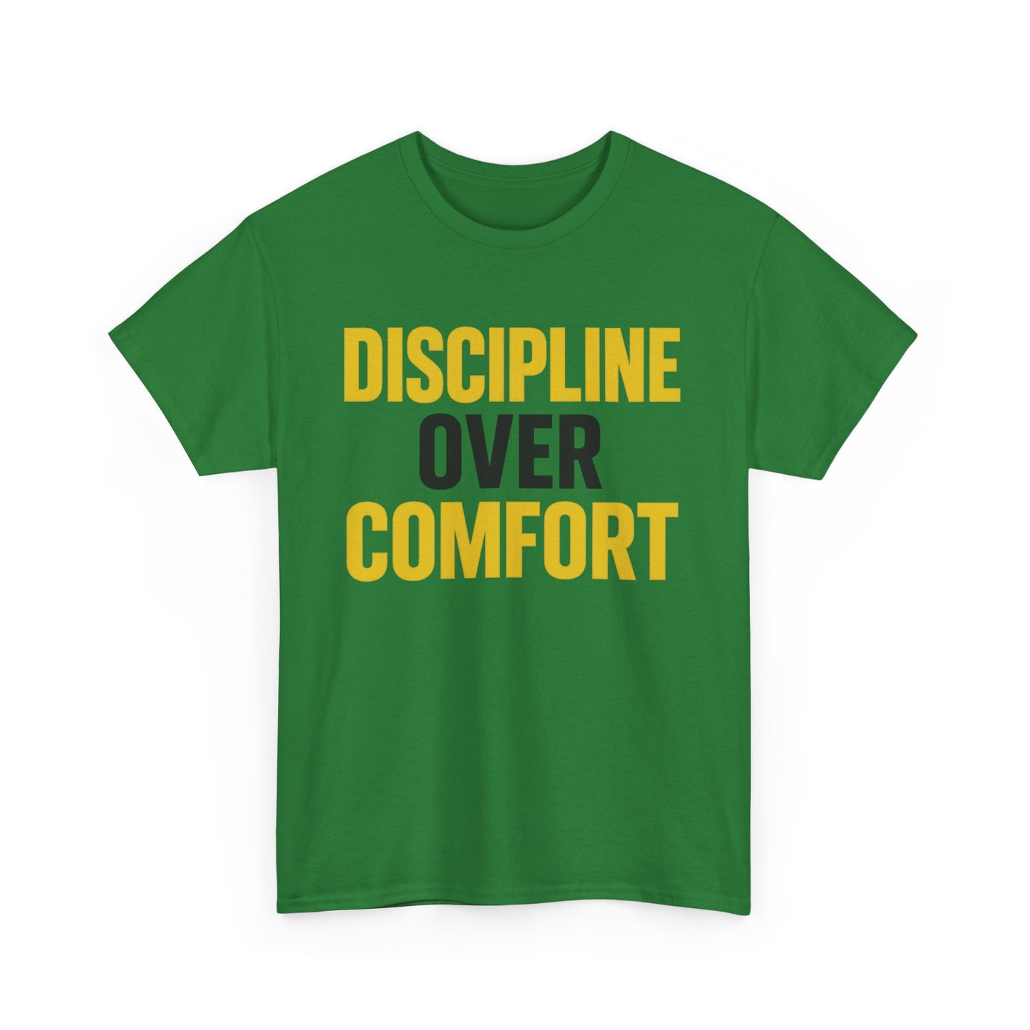 Discipline Over Comfort Heavy Cotton T-Shirt, Motivational Gym Tee, Classic Fit Training Shirt