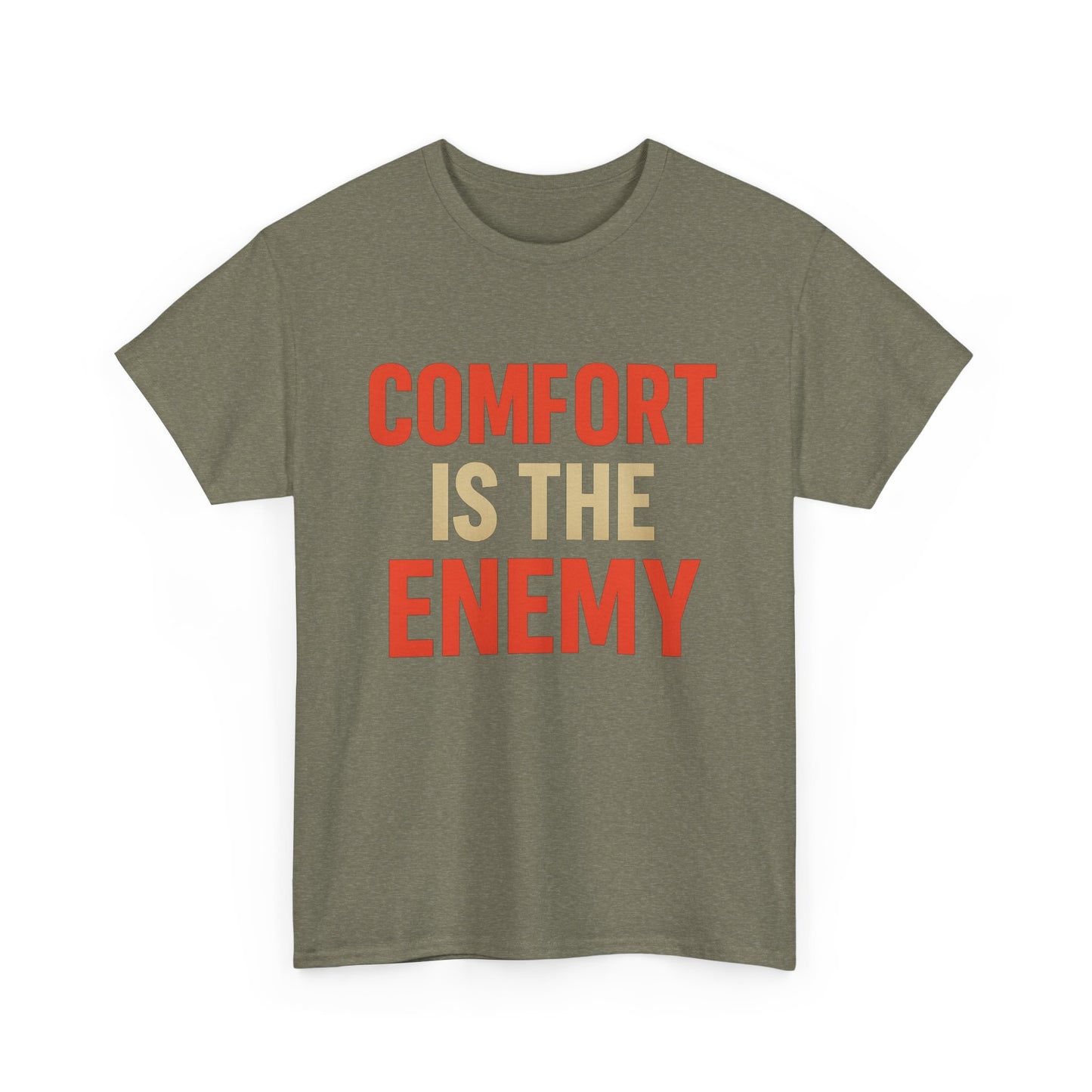 Comfort Is the Enemy Heavy Cotton T-Shirt, Motivational Gym Tee, Discipline Over Comfort Shirt, Gift for Focused Athletes