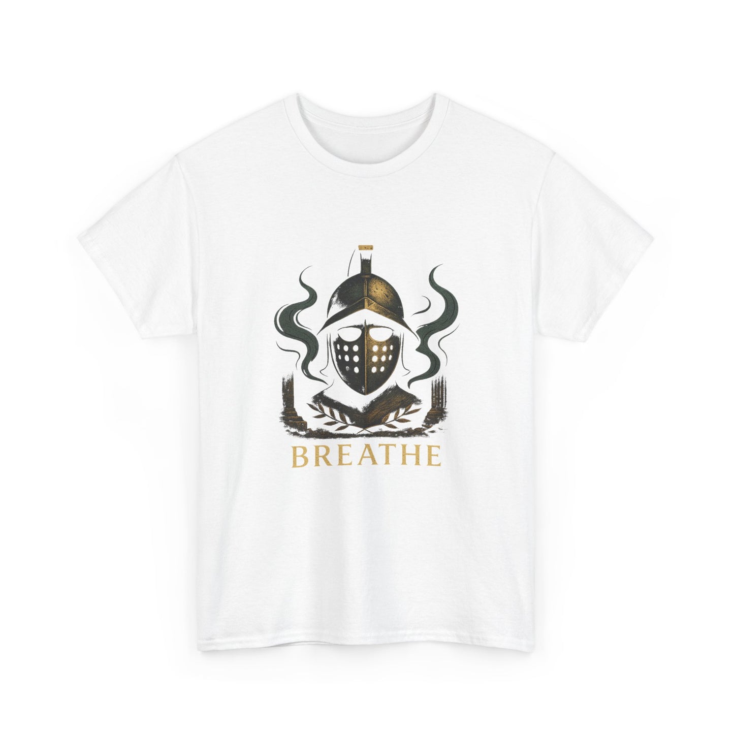 Breathe Gladiator Helmet T-Shirt – Stoic Mindfulness Tee for Men with Roman Warrior Design