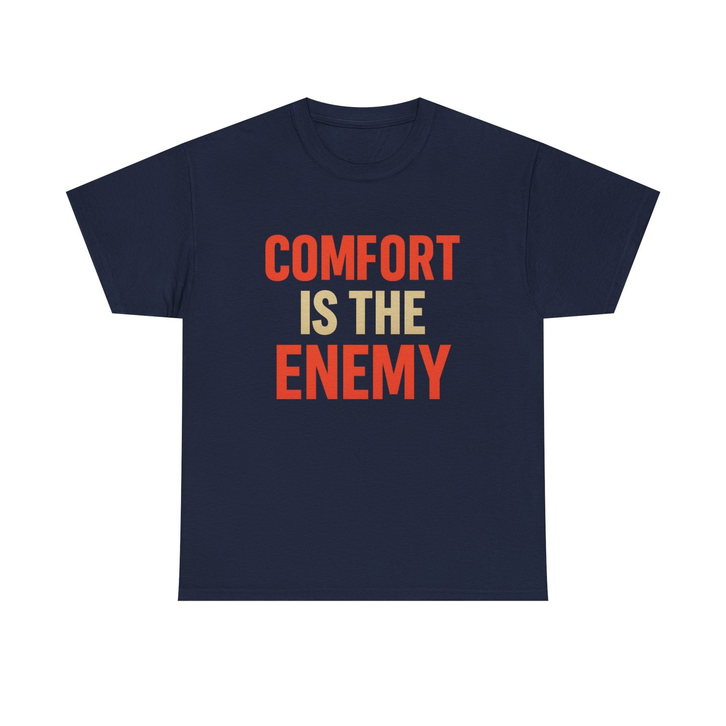 Comfort Is the Enemy Heavy Cotton T-Shirt, Motivational Gym Tee, Discipline Over Comfort Shirt, Gift for Focused Athletes
