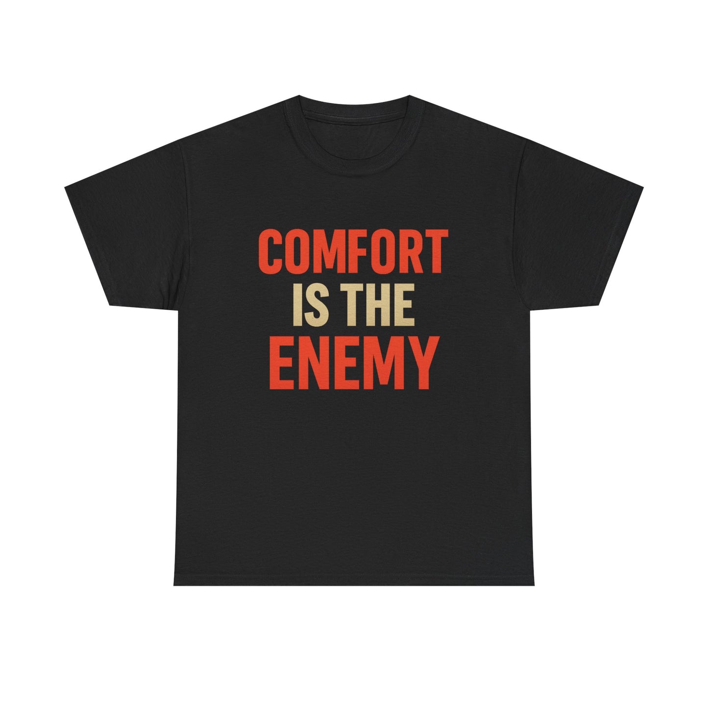 Comfort Is the Enemy Heavy Cotton T-Shirt, Motivational Gym Tee, Discipline Over Comfort Shirt, Gift for Focused Athletes