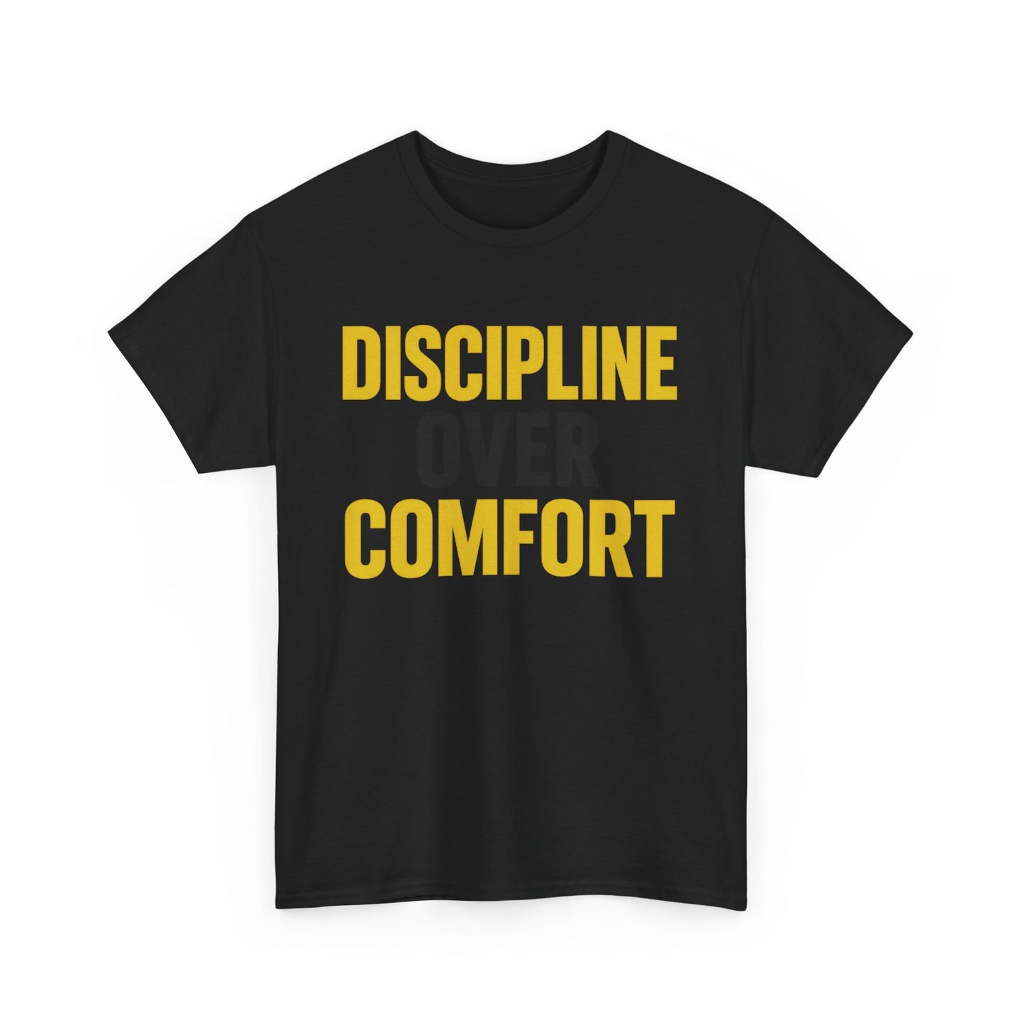 Discipline Over Comfort Heavy Cotton T-Shirt, Motivational Gym Tee, Classic Fit Training Shirt