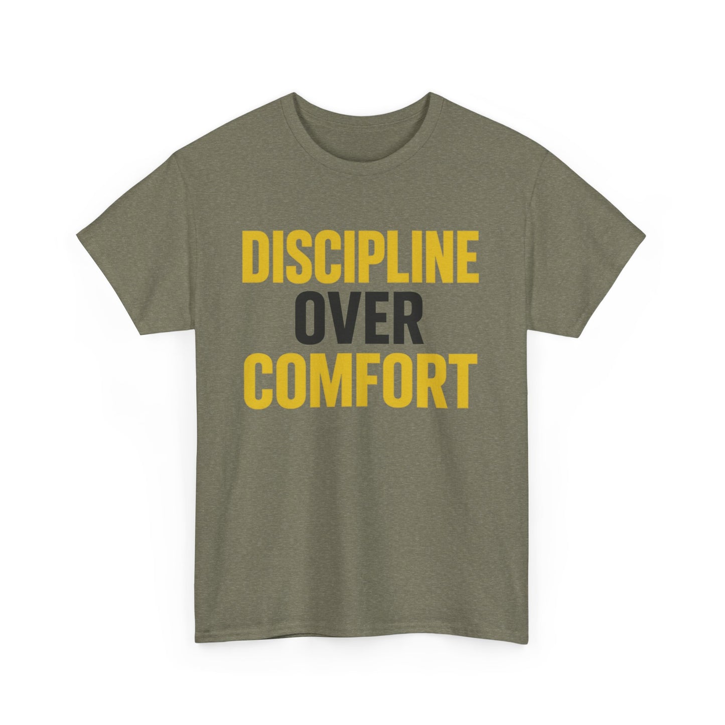 Discipline Over Comfort Heavy Cotton T-Shirt, Motivational Gym Tee, Classic Fit Training Shirt
