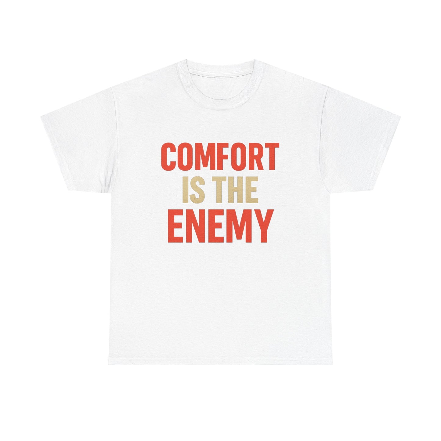 Comfort Is the Enemy Heavy Cotton T-Shirt, Motivational Gym Tee, Discipline Over Comfort Shirt, Gift for Focused Athletes