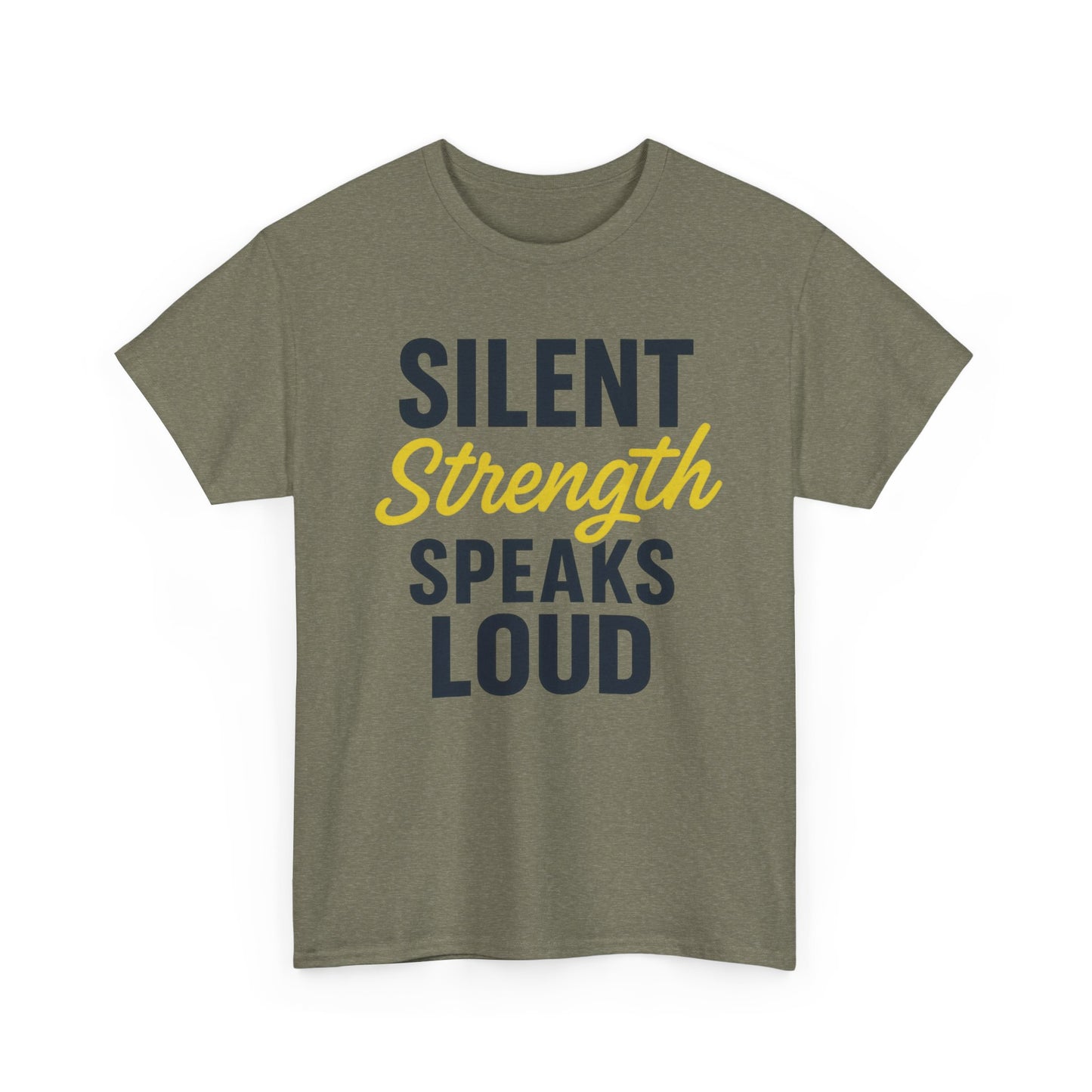 Stoic Motivational Tee, Silent Strength Heavy Cotton T-Shirt