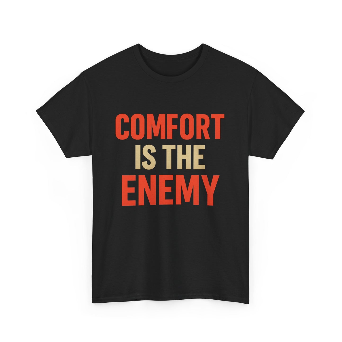 Comfort Is the Enemy Heavy Cotton T-Shirt, Motivational Gym Tee, Discipline Over Comfort Shirt, Gift for Focused Athletes