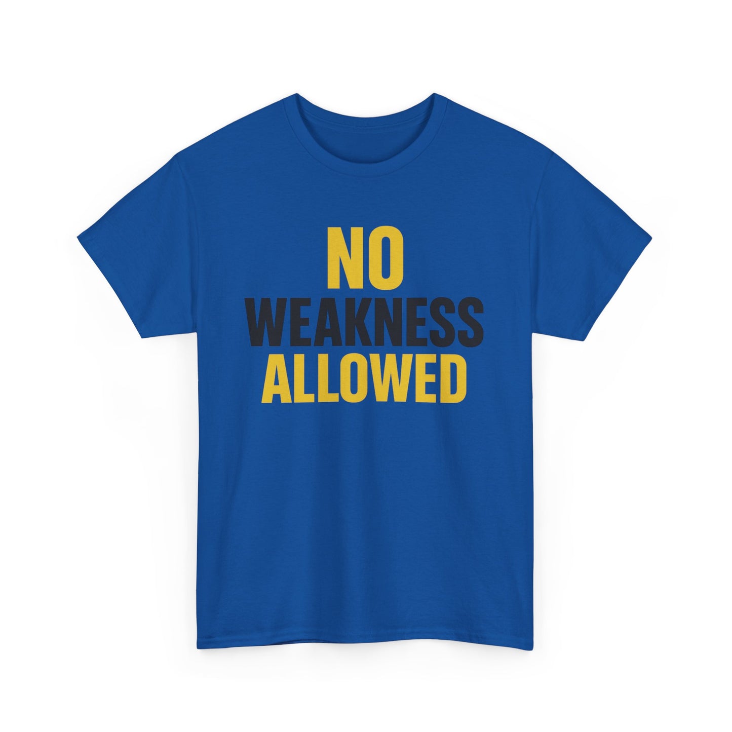 No Weakness Allowed Heavy Cotton T-Shirt, Motivational Fitness Tee, Classic Fit Workout Shirt, Gift for Hardcore Athletes