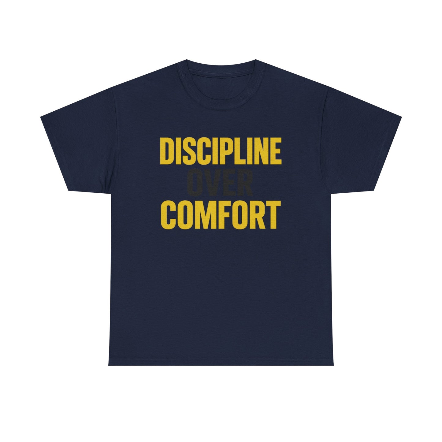 Discipline Over Comfort Heavy Cotton T-Shirt, Motivational Gym Tee, Classic Fit Training Shirt