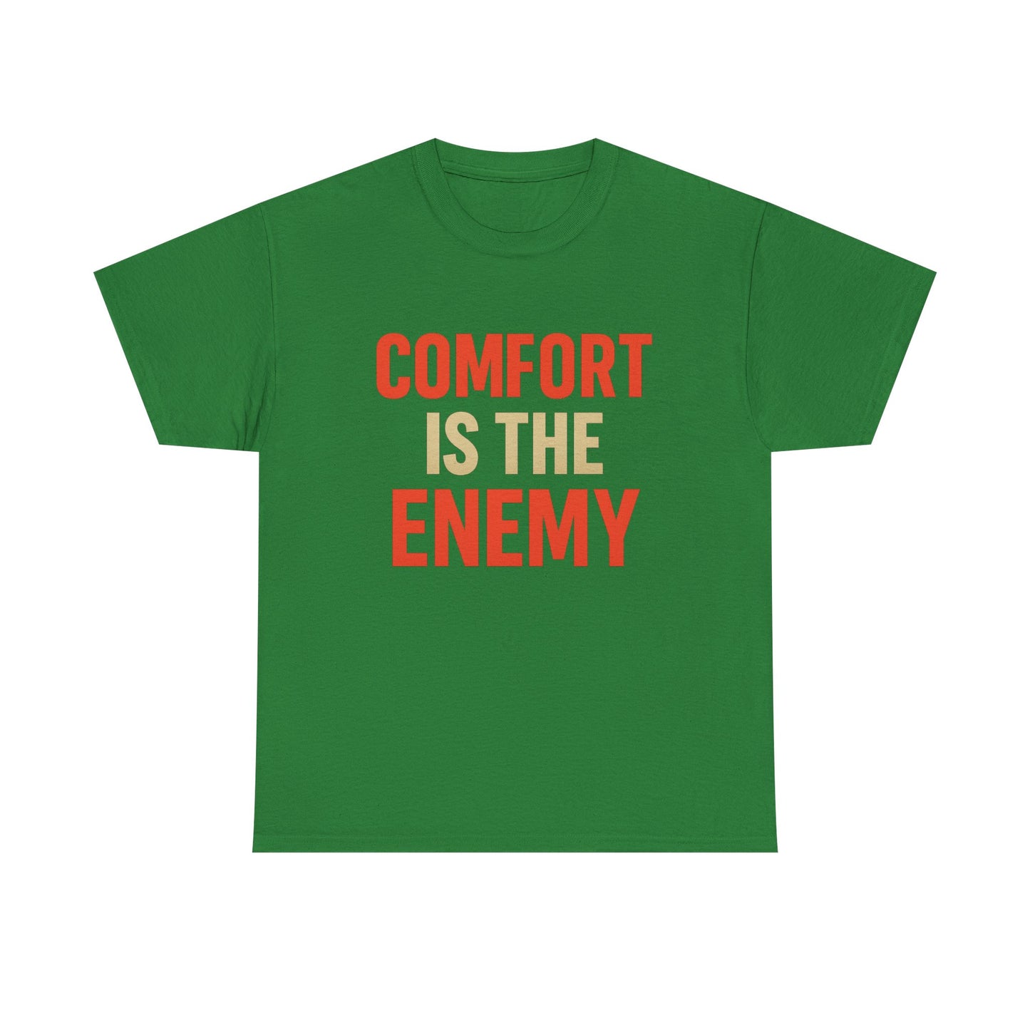 Comfort Is the Enemy Heavy Cotton T-Shirt, Motivational Gym Tee, Discipline Over Comfort Shirt, Gift for Focused Athletes
