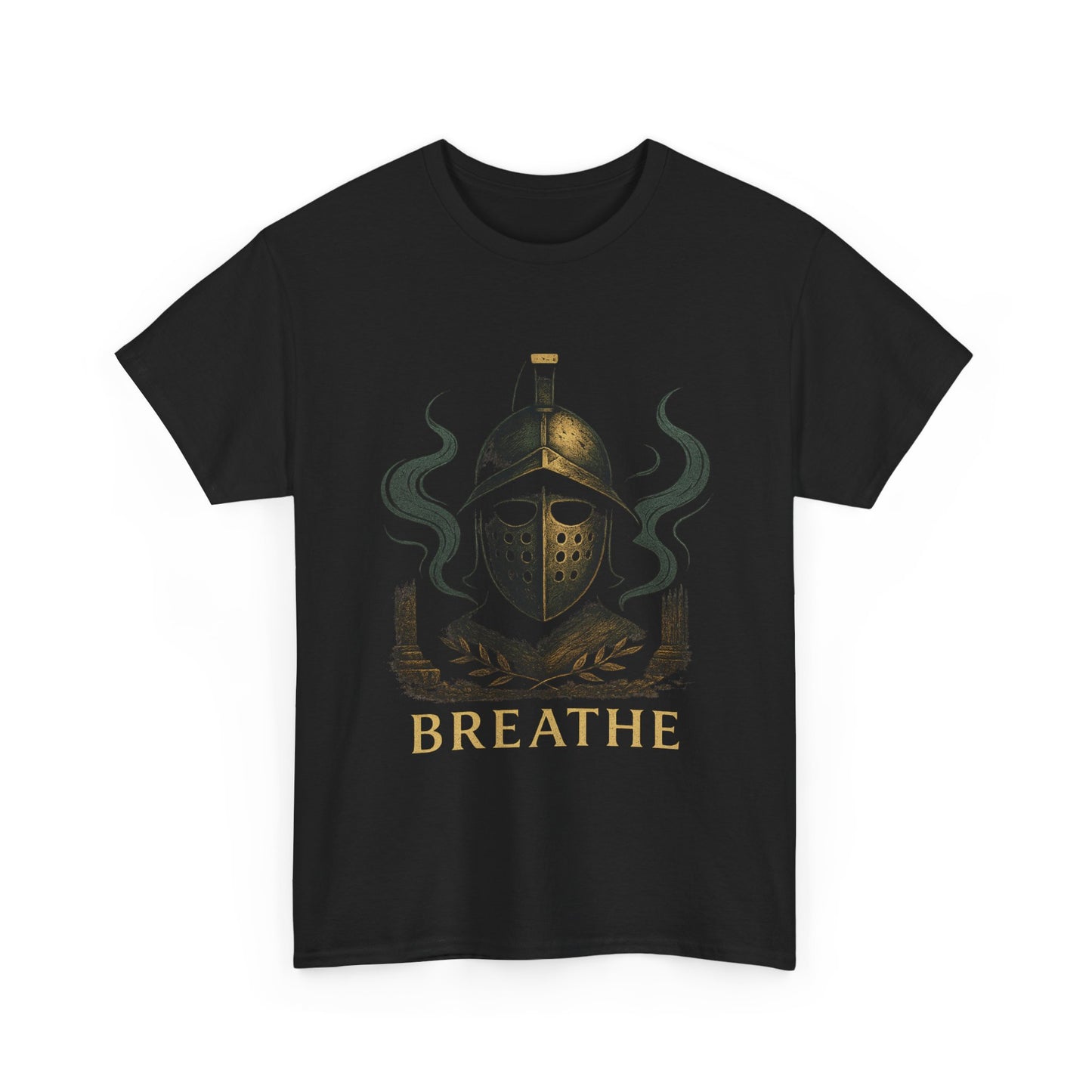 Breathe Gladiator Helmet T-Shirt – Stoic Mindfulness Tee for Men with Roman Warrior Design
