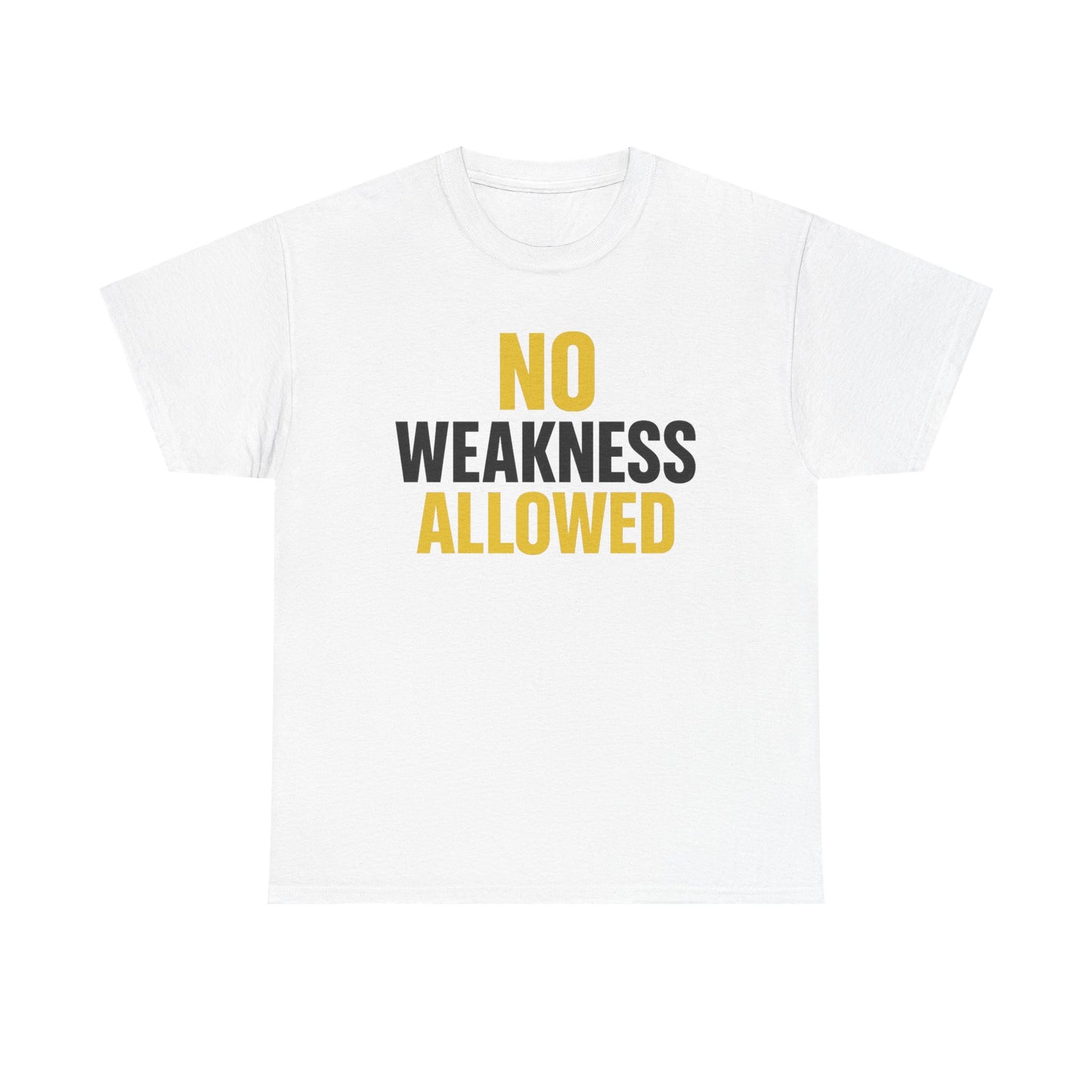 No Weakness Allowed Heavy Cotton T-Shirt, Motivational Fitness Tee, Classic Fit Workout Shirt, Gift for Hardcore Athletes