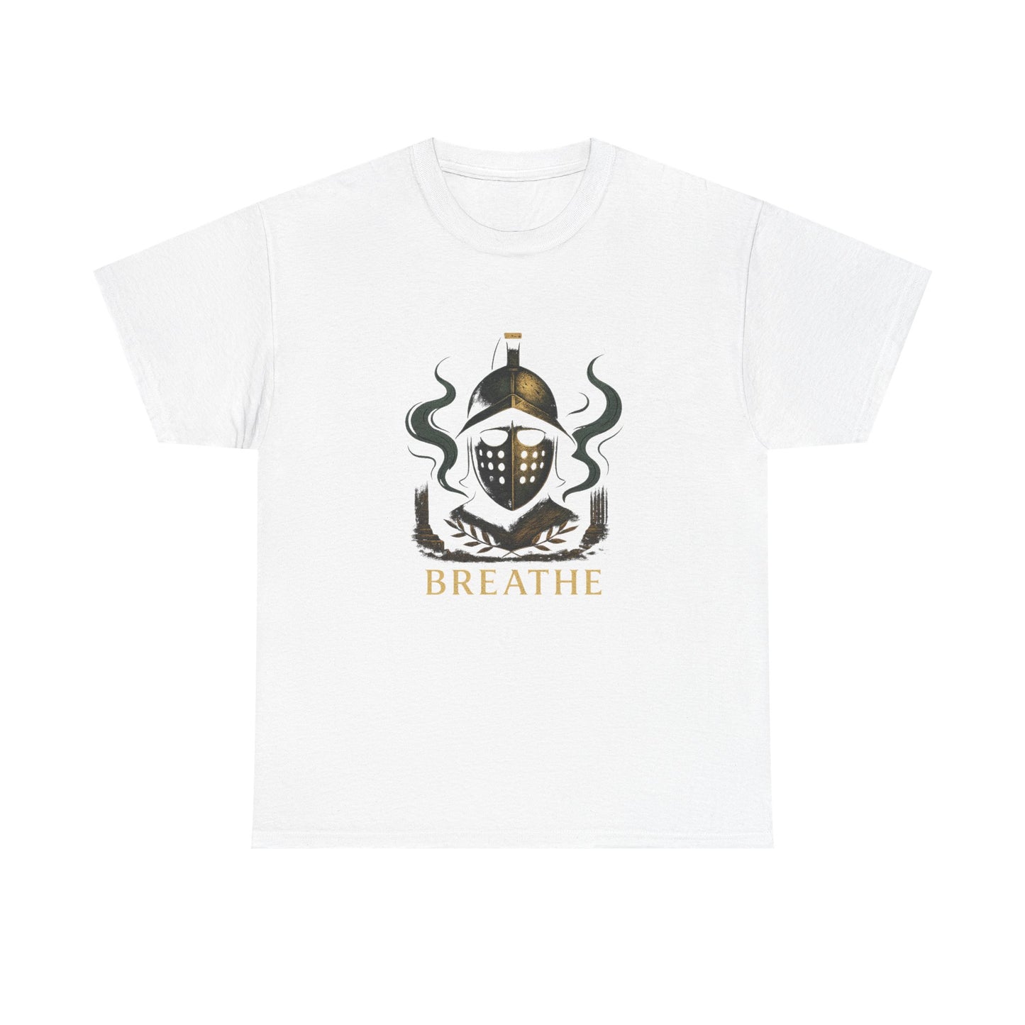 Breathe Gladiator Helmet T-Shirt – Stoic Mindfulness Tee for Men with Roman Warrior Design