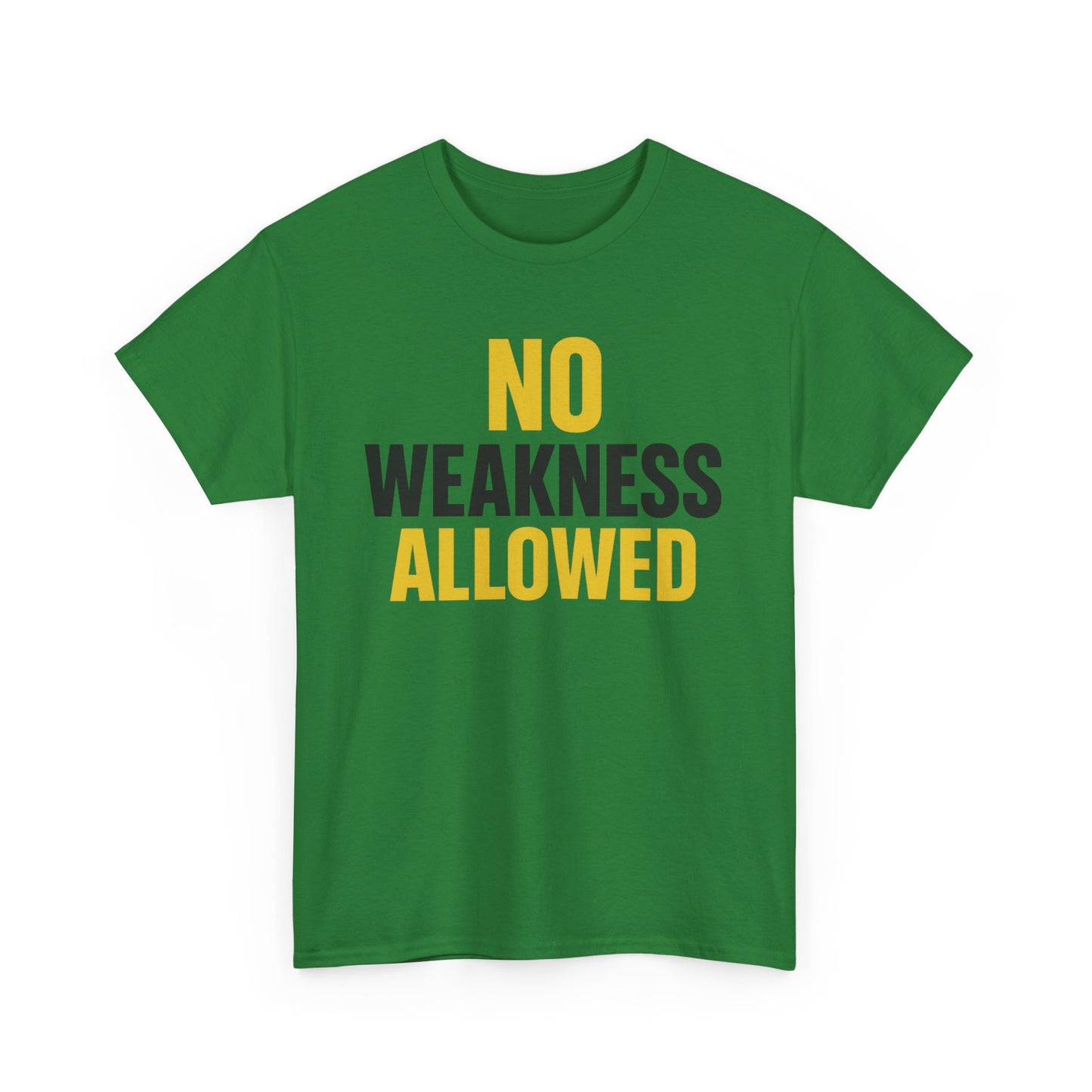 No Weakness Allowed Heavy Cotton T-Shirt, Motivational Fitness Tee, Classic Fit Workout Shirt, Gift for Hardcore Athletes