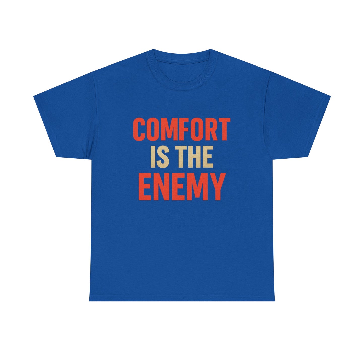 Comfort Is the Enemy Heavy Cotton T-Shirt, Motivational Gym Tee, Discipline Over Comfort Shirt, Gift for Focused Athletes