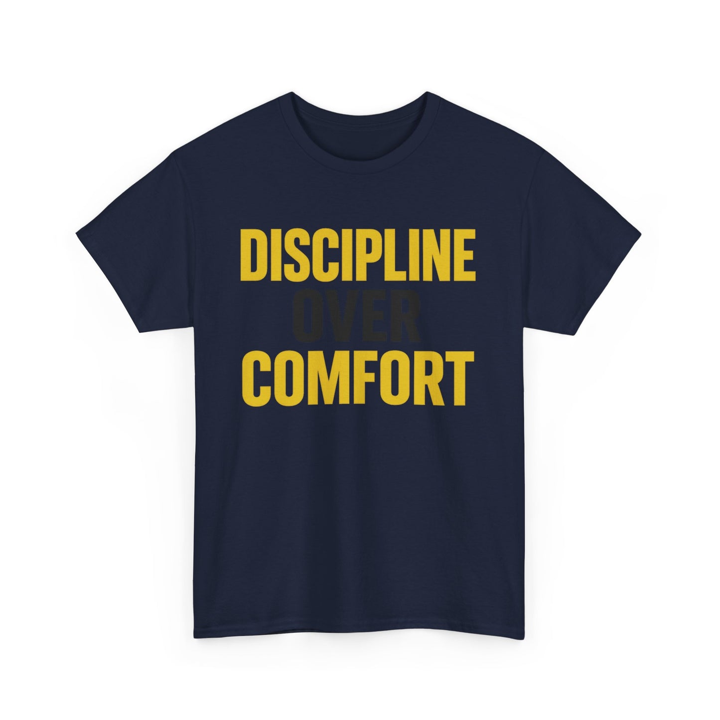 Discipline Over Comfort Heavy Cotton T-Shirt, Motivational Gym Tee, Classic Fit Training Shirt
