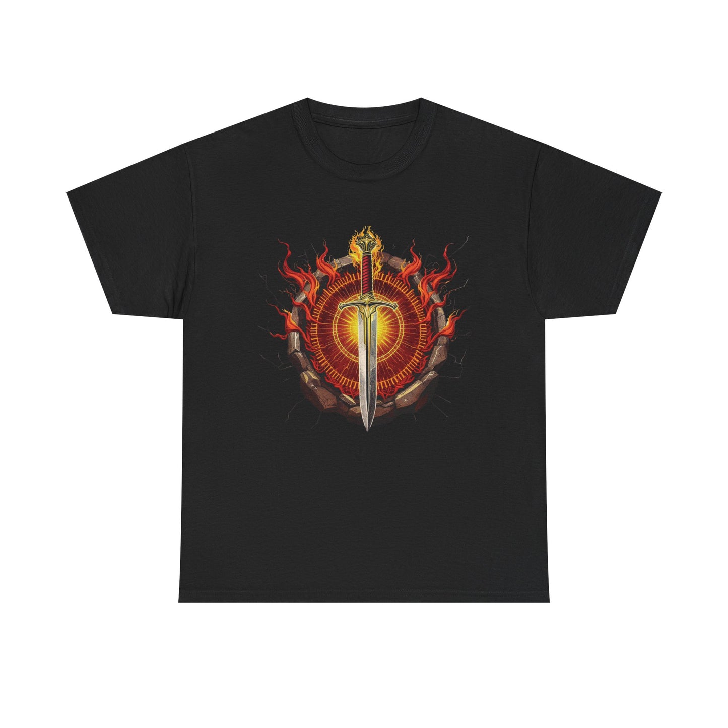 Sword of the Inner Flame T-Shirt – Flaming Blade Graphic Tee – Power, Focus & Strength Design for Warriors
