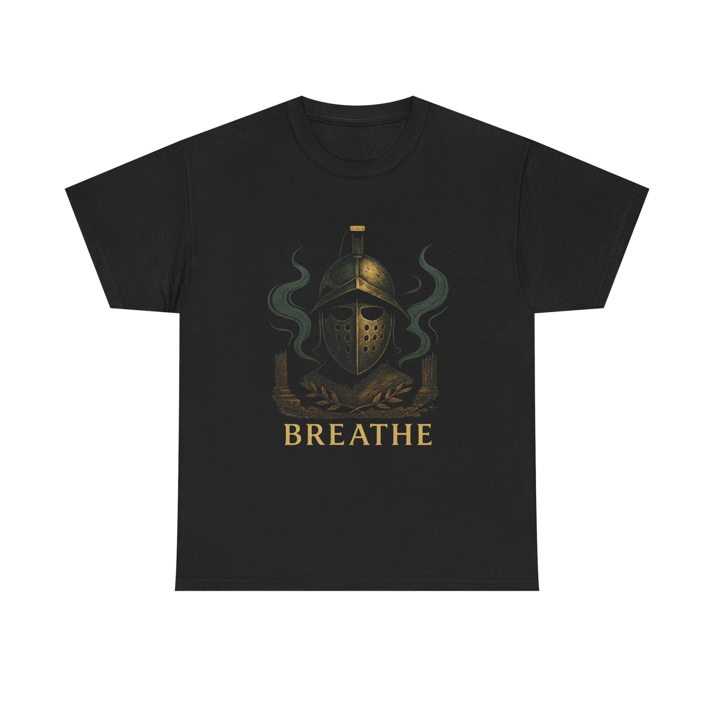 Breathe Gladiator Helmet T-Shirt – Stoic Mindfulness Tee for Men with Roman Warrior Design