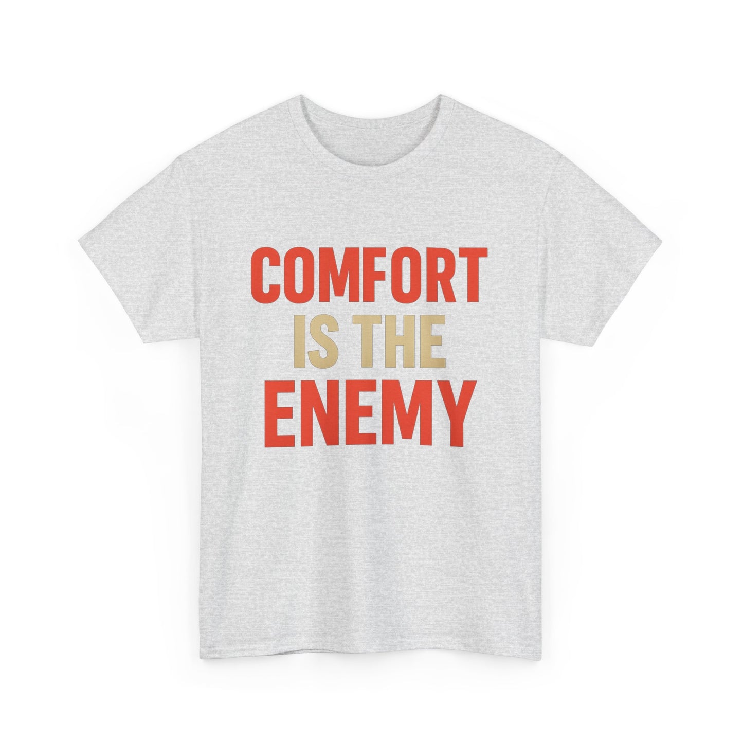 Comfort Is the Enemy Heavy Cotton T-Shirt, Motivational Gym Tee, Discipline Over Comfort Shirt, Gift for Focused Athletes