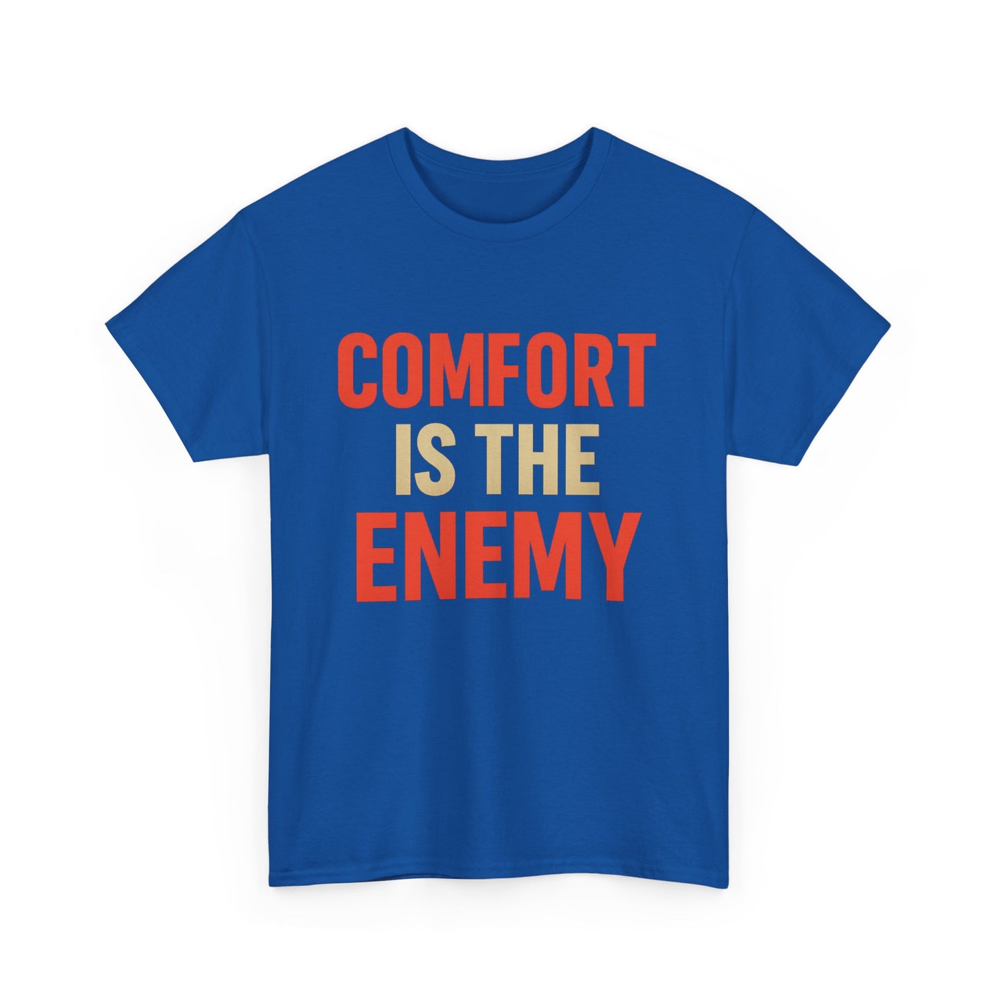 Comfort Is the Enemy Heavy Cotton T-Shirt, Motivational Gym Tee, Discipline Over Comfort Shirt, Gift for Focused Athletes