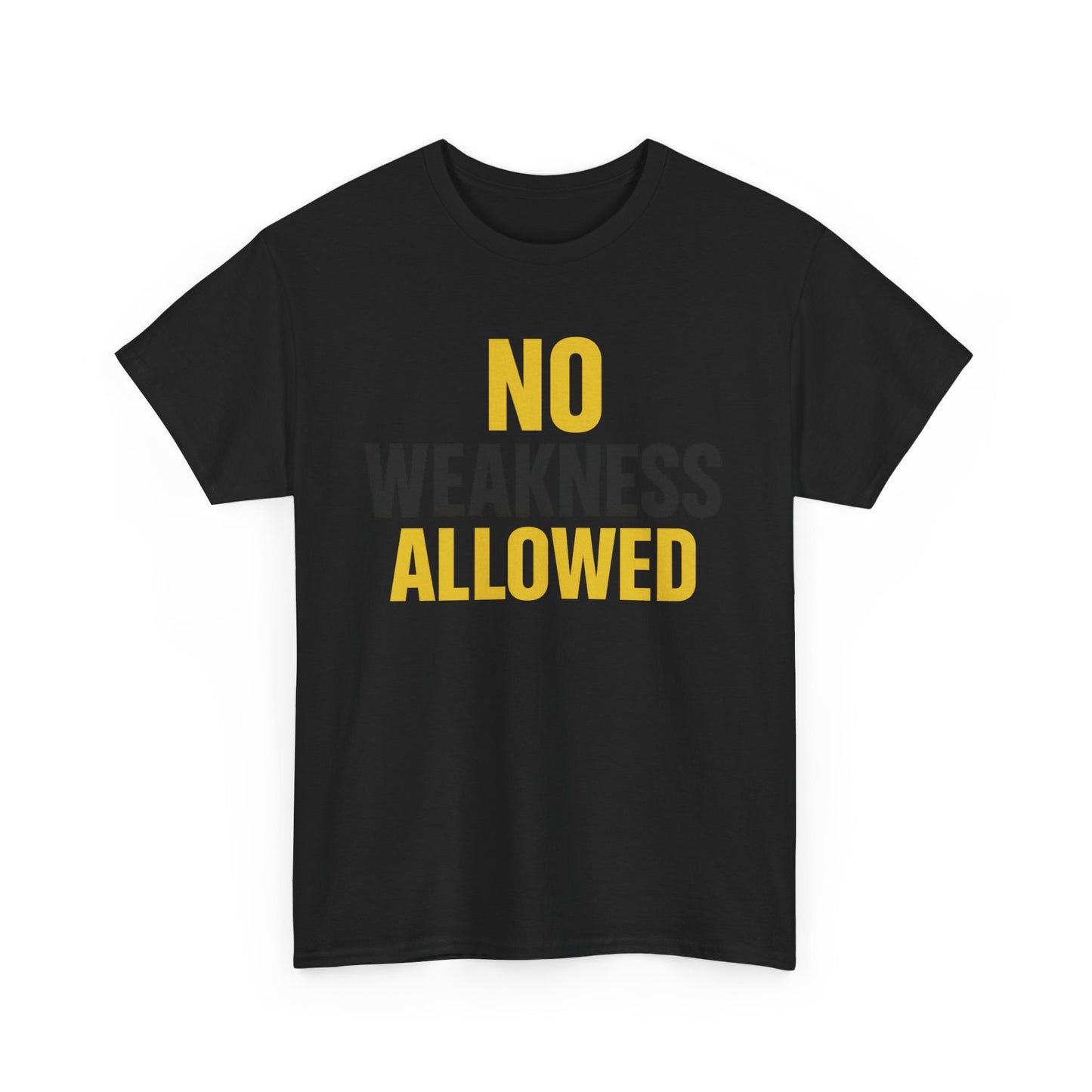 No Weakness Allowed Heavy Cotton T-Shirt, Motivational Fitness Tee, Classic Fit Workout Shirt, Gift for Hardcore Athletes
