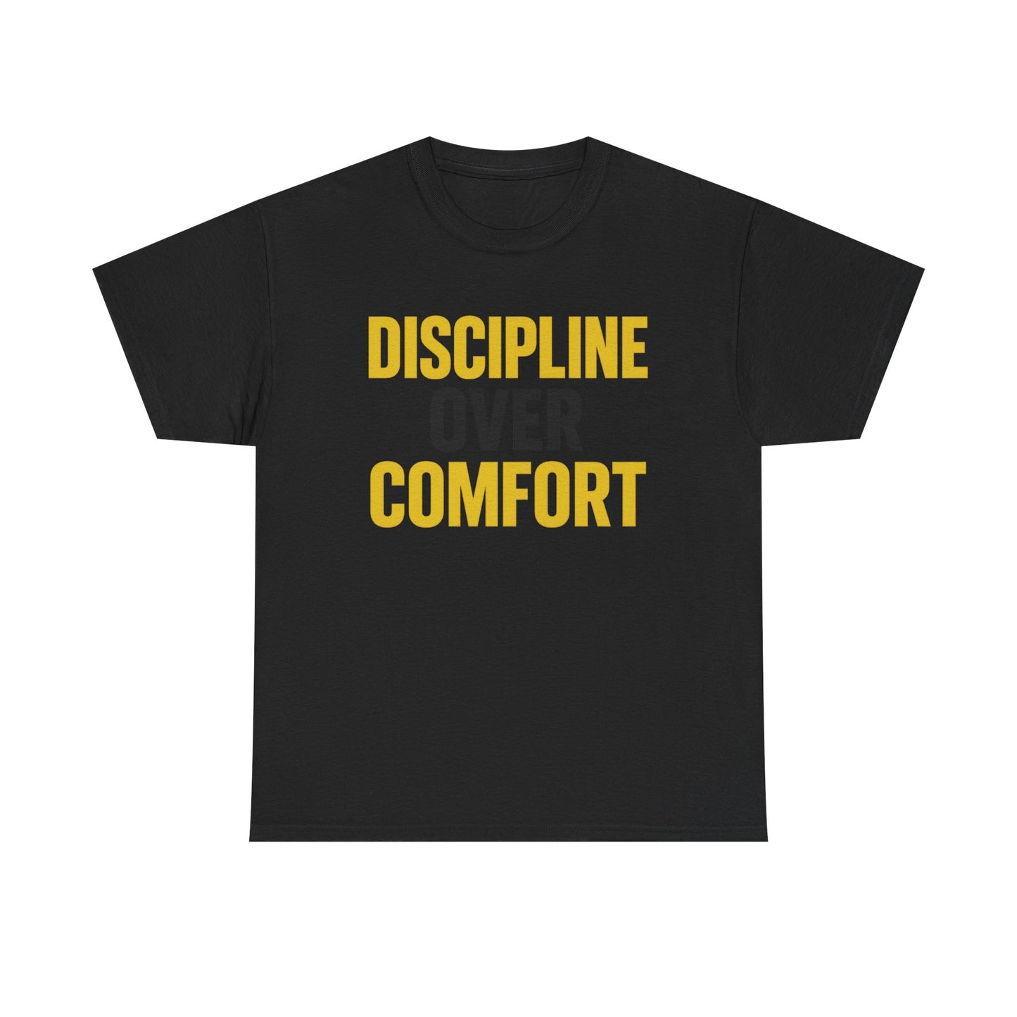 Discipline Over Comfort Heavy Cotton T-Shirt, Motivational Gym Tee, Classic Fit Training Shirt