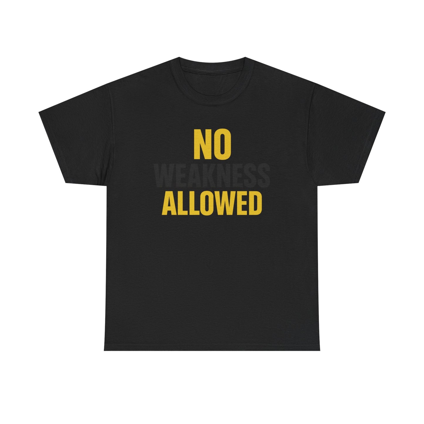 No Weakness Allowed Heavy Cotton T-Shirt, Motivational Fitness Tee, Classic Fit Workout Shirt, Gift for Hardcore Athletes