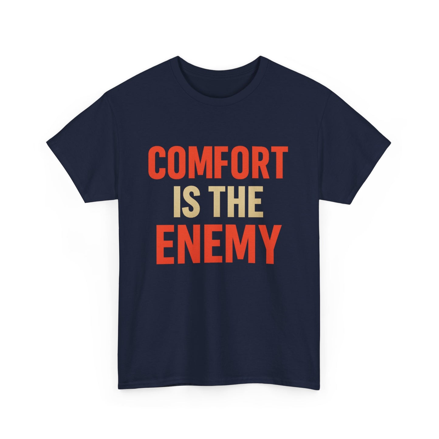 Comfort Is the Enemy Heavy Cotton T-Shirt, Motivational Gym Tee, Discipline Over Comfort Shirt, Gift for Focused Athletes