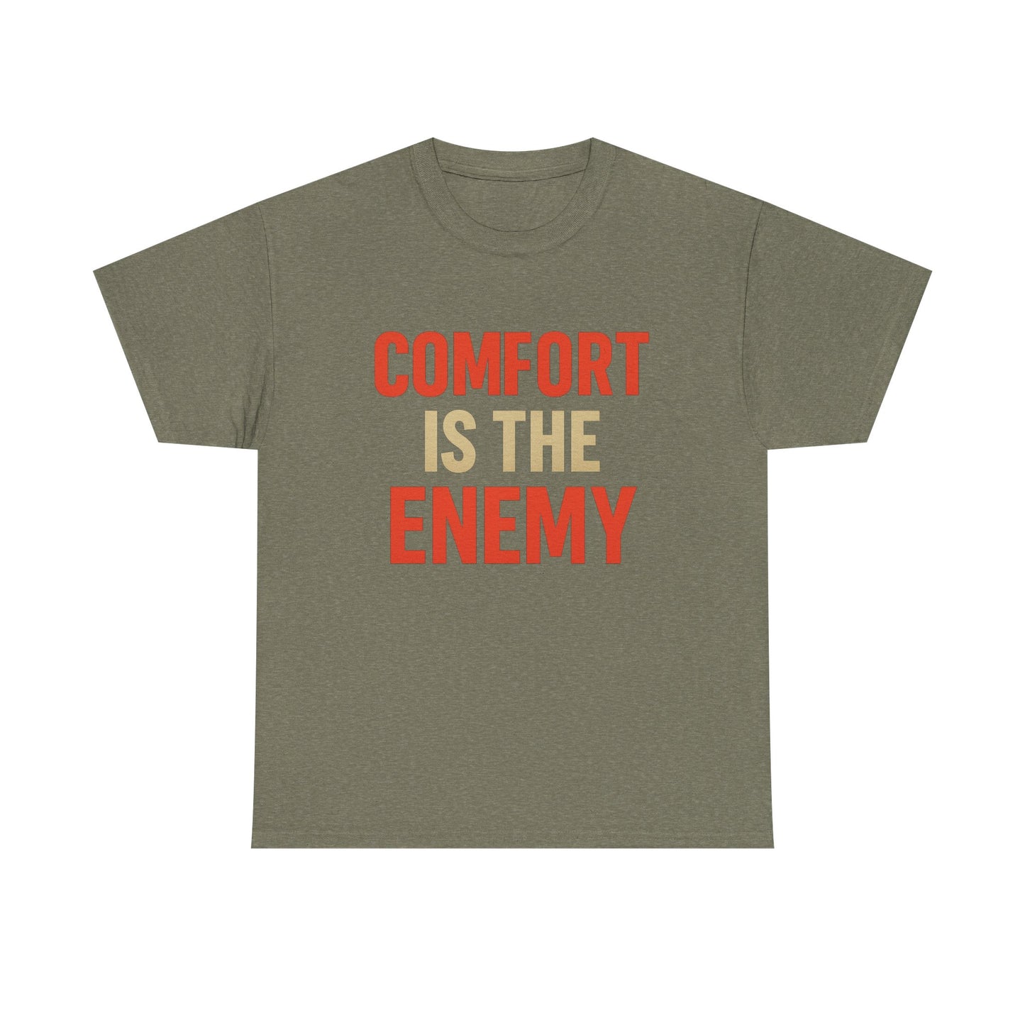 Comfort Is the Enemy Heavy Cotton T-Shirt, Motivational Gym Tee, Discipline Over Comfort Shirt, Gift for Focused Athletes