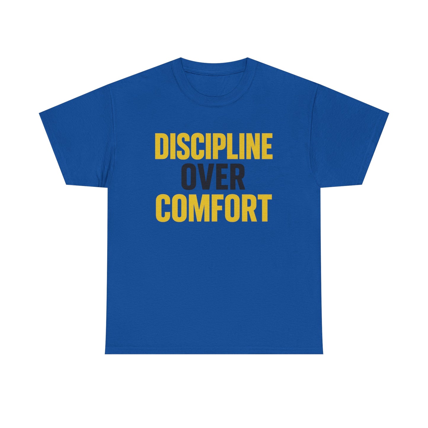 Discipline Over Comfort Heavy Cotton T-Shirt, Motivational Gym Tee, Classic Fit Training Shirt