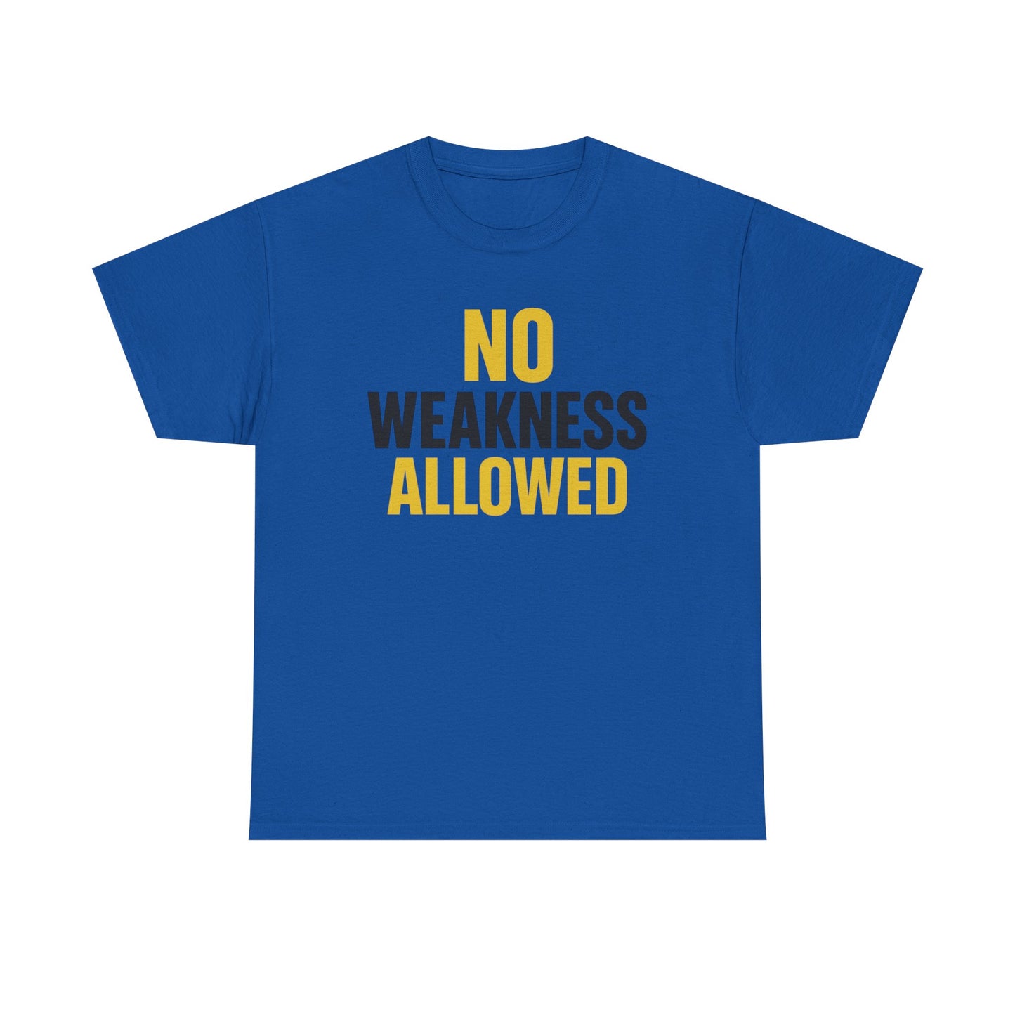 No Weakness Allowed Heavy Cotton T-Shirt, Motivational Fitness Tee, Classic Fit Workout Shirt, Gift for Hardcore Athletes
