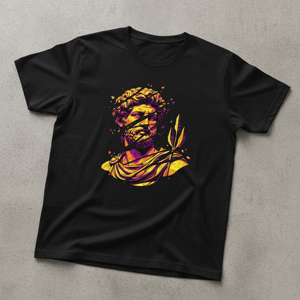 Glitch Art Cyber-Psychedelic Roman God Tee