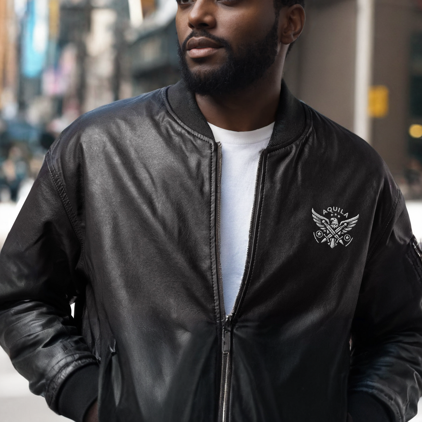 Valor Eagle Insignia - Aquila Bomber Collection - Leather Bomber Jacket