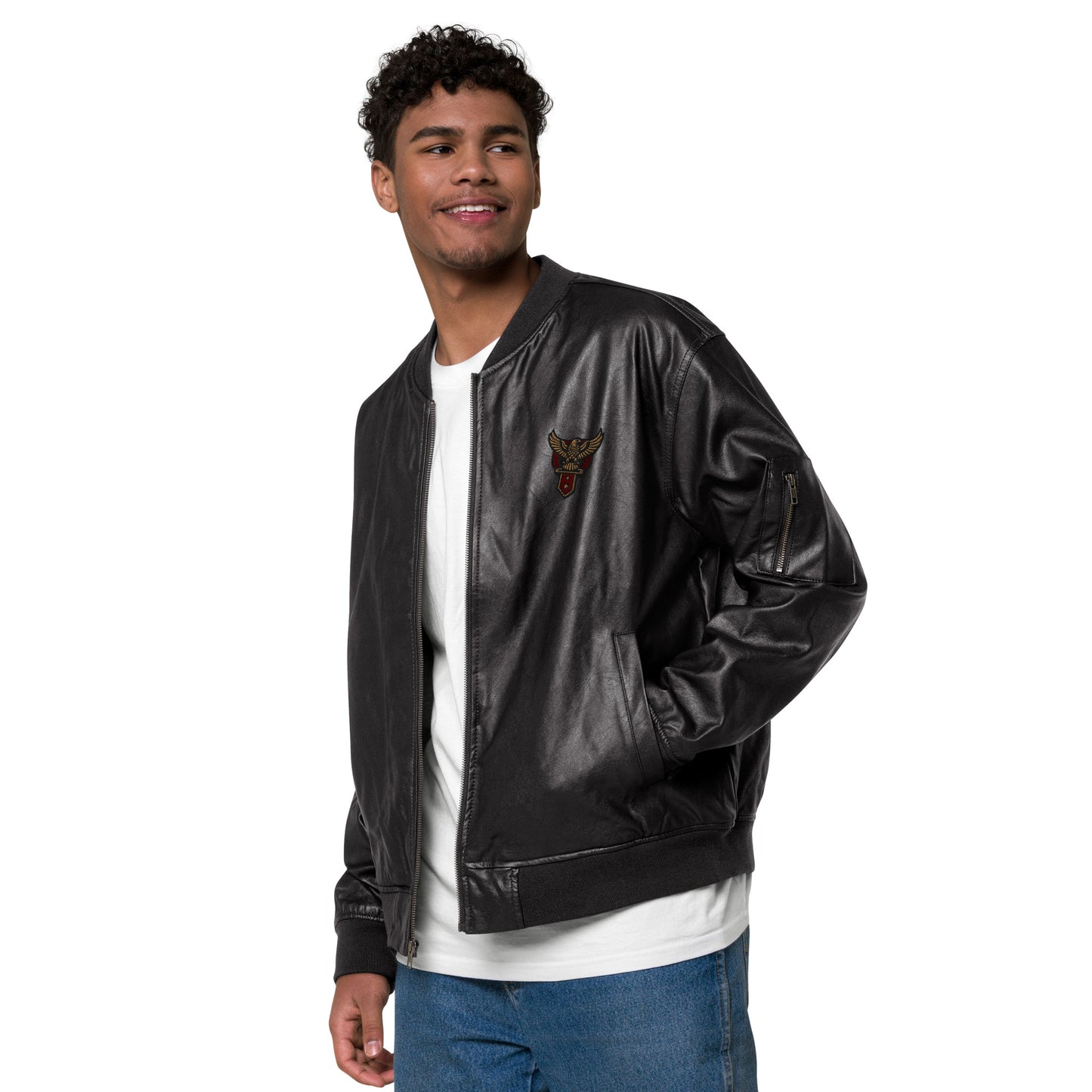 Banner Eagle insignia - Leather Bomber Jacket