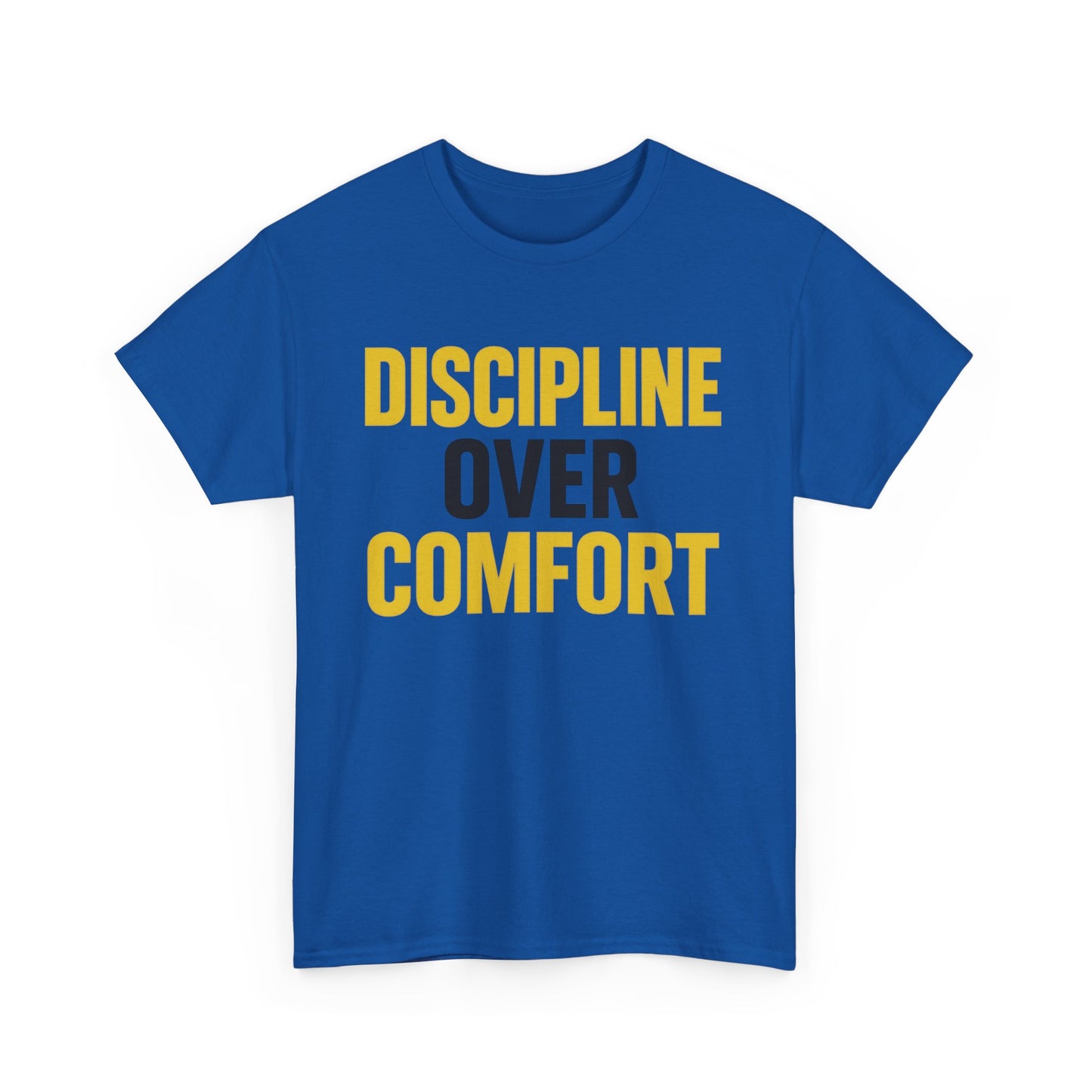 Discipline Over Comfort Heavy Cotton T-Shirt, Motivational Gym Tee, Classic Fit Training Shirt