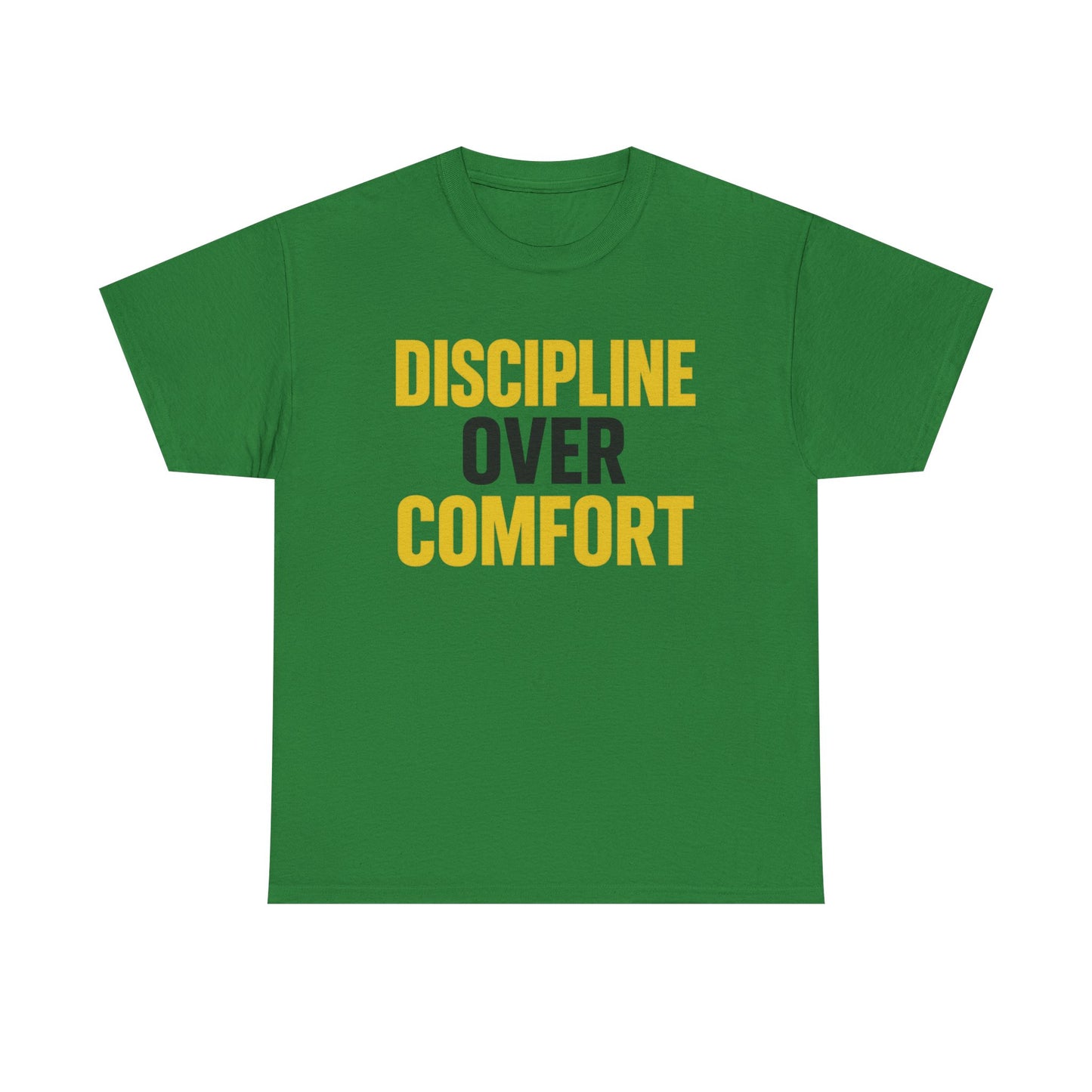 Discipline Over Comfort Heavy Cotton T-Shirt, Motivational Gym Tee, Classic Fit Training Shirt