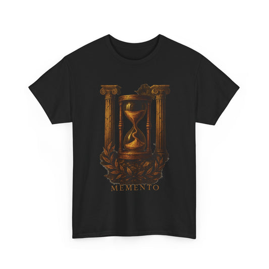 Memento Hourglass T-Shirt – Ancient Columns & Laurel Wreath Stoic Reminder Tee
