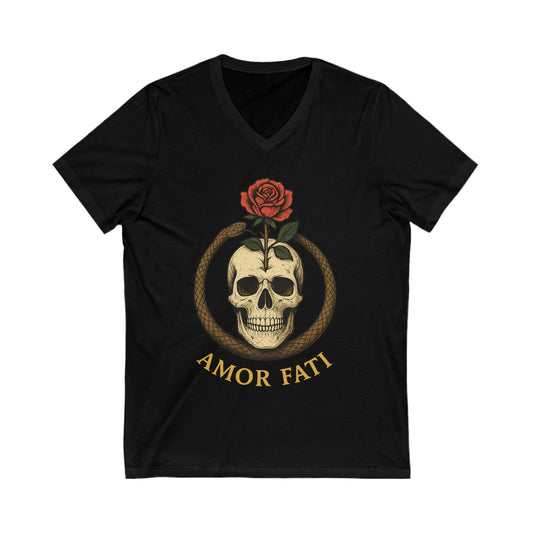 Amor Fati Rose Skull T-Shirt – Ouroboros Circle, Stoic Philosophy Graphic Tee – Memento Mori Shirt for Men