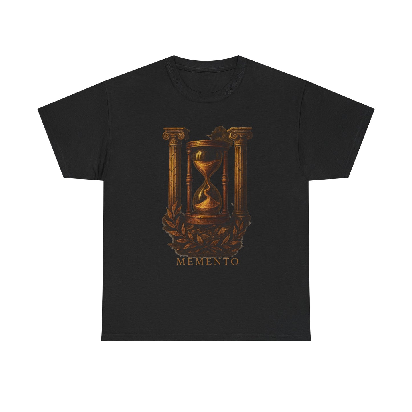 Memento Hourglass T-Shirt – Ancient Columns & Laurel Wreath Stoic Reminder Tee
