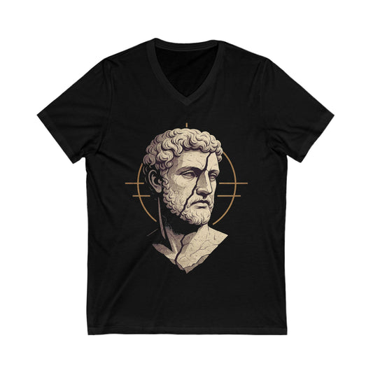 The Stoic Gaze T-Shirt – Roman Bust Minimalist Graphic Tee – Vintage Philosopher Head Design