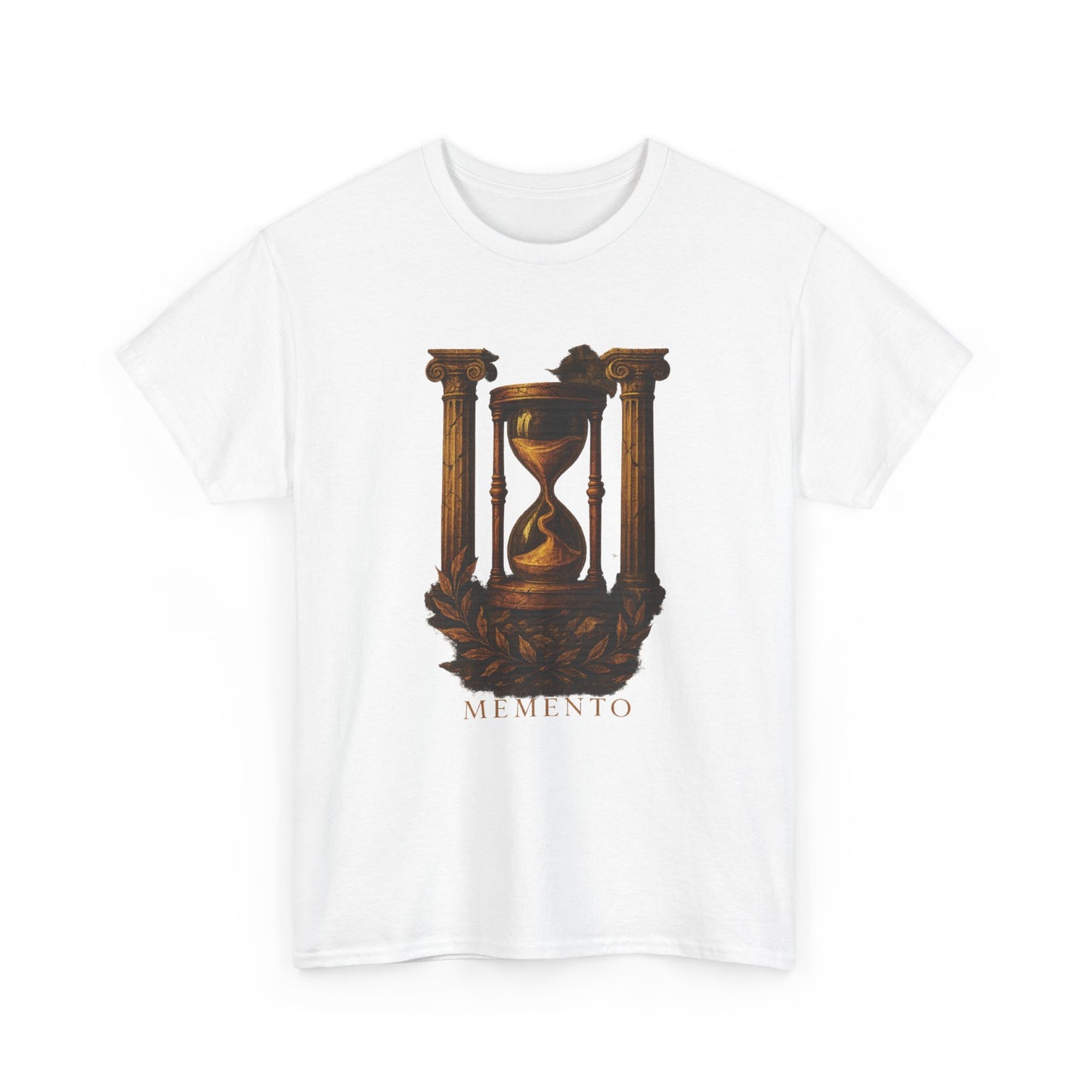 Memento Hourglass T-Shirt – Ancient Columns & Laurel Wreath Stoic Reminder Tee
