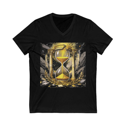 Hourglass of Time V-Neck T-Shirt – Memento Mori Graphic Tee for Men, Stoic Symbol Shirt, Ancient Philosophy Aesthetic