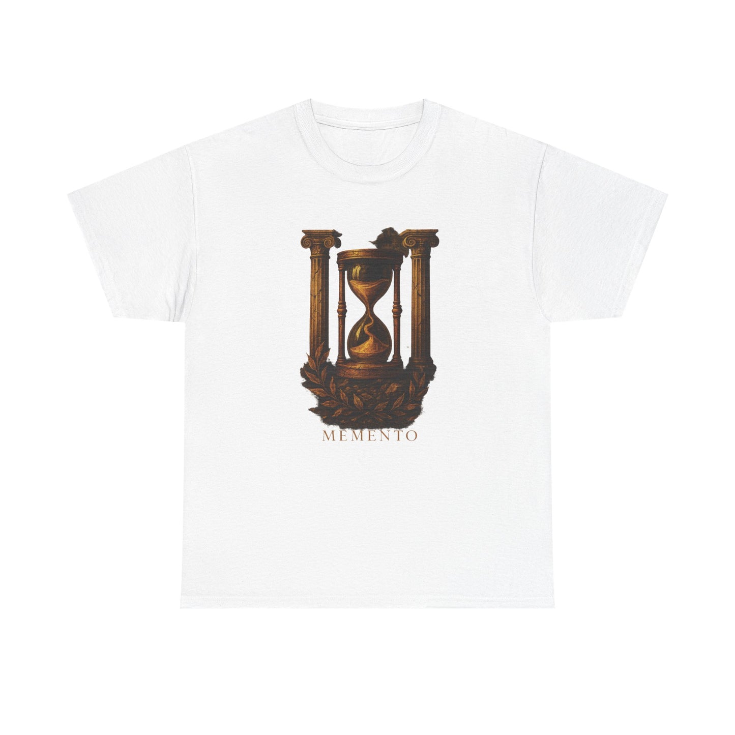 Memento Hourglass T-Shirt – Ancient Columns & Laurel Wreath Stoic Reminder Tee