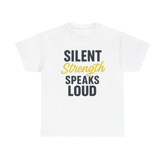 Stoic Motivational Tee, Silent Strength Heavy Cotton T-Shirt
